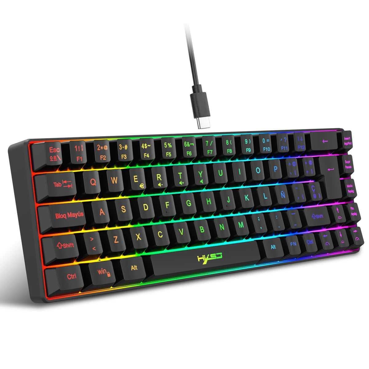 V200 68-Key Gaming Keyboard – Wired USB, RGB Backlight & Compact Design