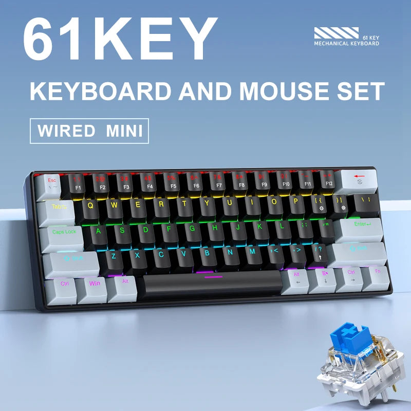K61 60% Mechanical Gaming Keyboard – 61-Key Wired, Hot-Swappable, RGB Backlit