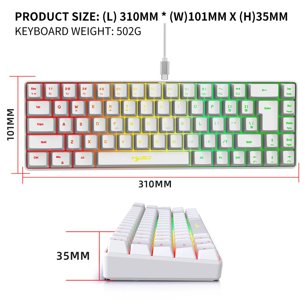 V200 68-Key Gaming Keyboard – Wired USB, RGB Backlight & Compact Design