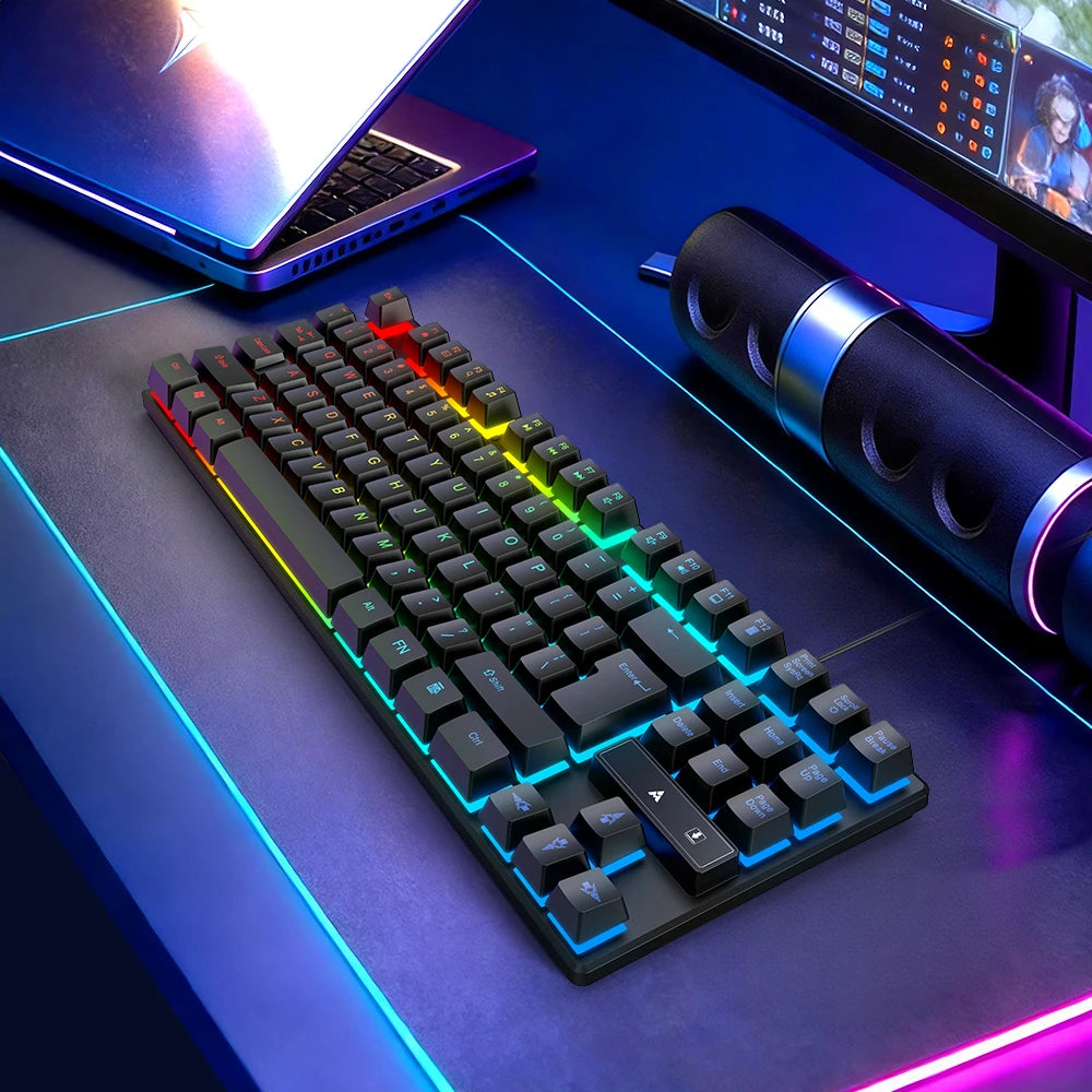 K87 Pro 87-Key TKL Gaming Keyboard – Wired USB, RGB Backlit & Floating Keycaps