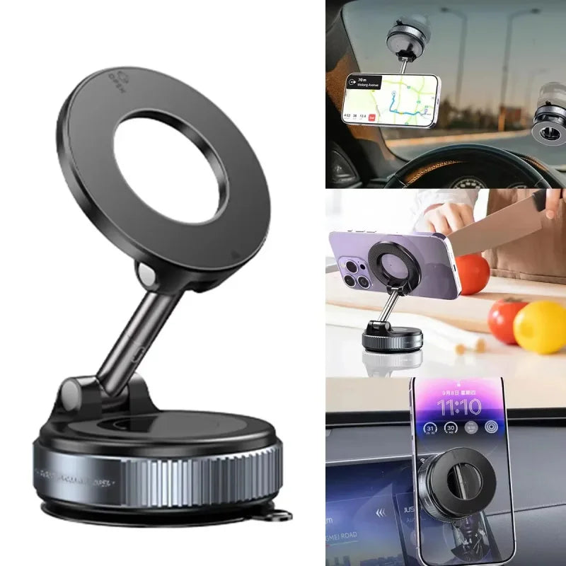 Magnetic Phone Holder – 360° Rotating Foldable Vacuum Suction Mount