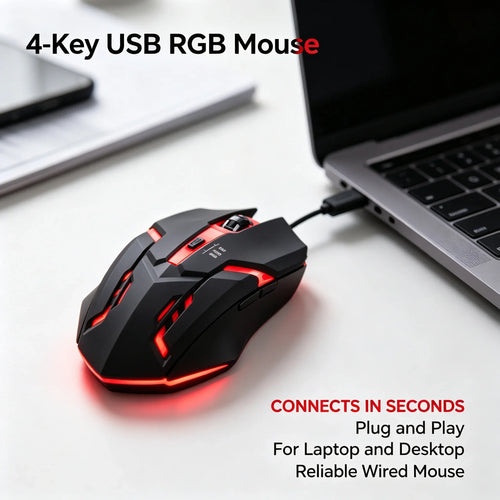 New Latest High-quality Ergonomic Gaming Mouse, Suitable for Desktop and Laptop Computers, 4-button USB RGB Backlit Mouse