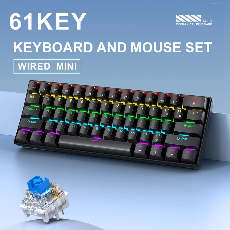K61 60% Mechanical Gaming Keyboard – 61-Key Wired, Hot-Swappable, RGB Backlit