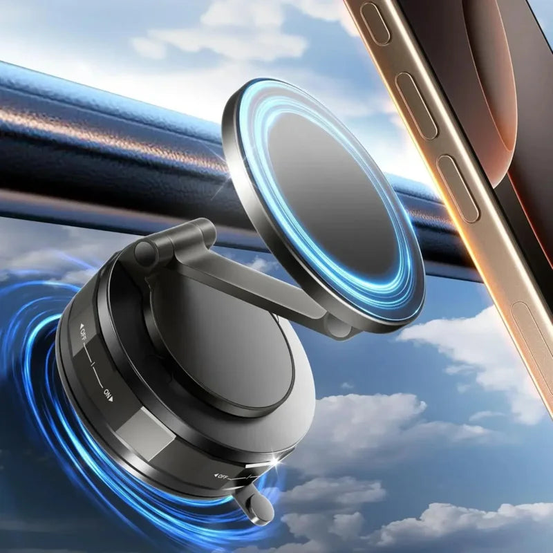 Magnetic Phone Holder – 360° Rotating Foldable Vacuum Suction Mount