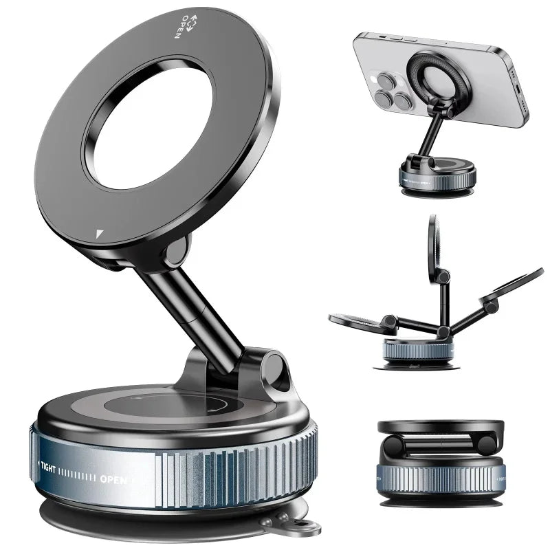 Magnetic Phone Holder – 360° Rotating Foldable Vacuum Suction Mount